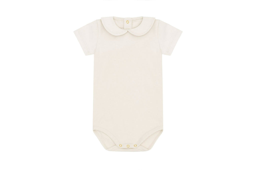 SS Organic Cotton Collared Bodysuit - Ecru