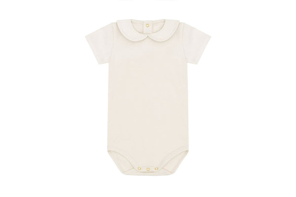 SS Organic Cotton Collared Bodysuit - Ecru