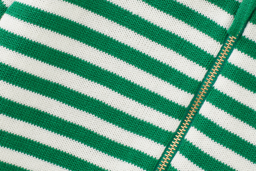 Organic Knit Cardigan - Green Stripe