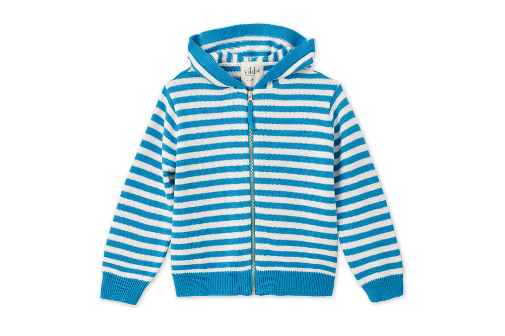 Organic Knit Cardigan - Blue Striped