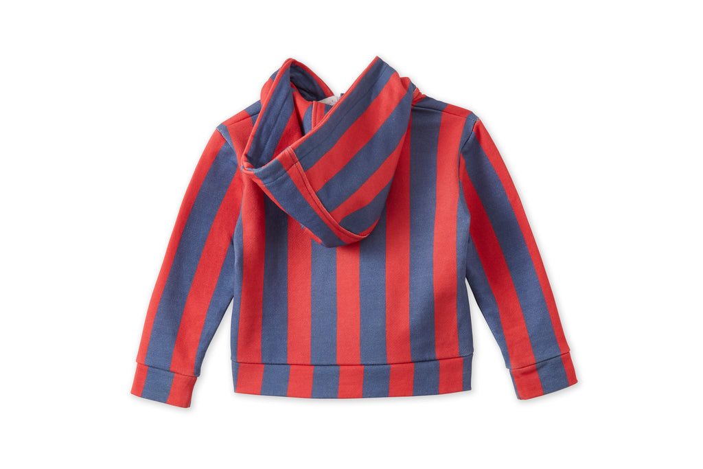 Striped Organic Cotton Zip Up Hoodie