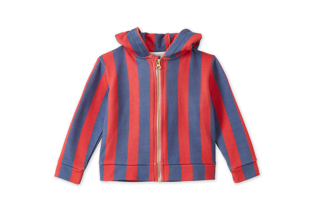 Striped Organic Cotton Zip Up Hoodie