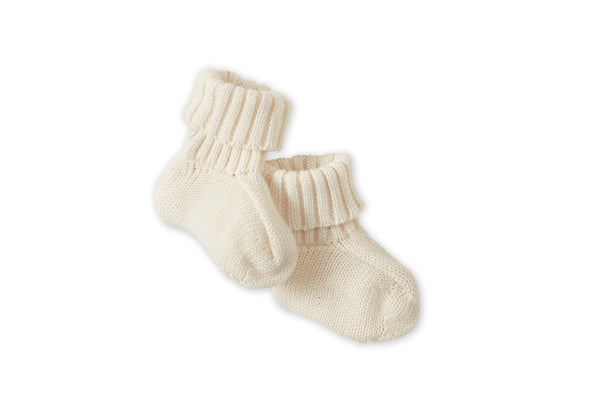 Organic Cotton Nordic Knit Baby Booties - Ecru