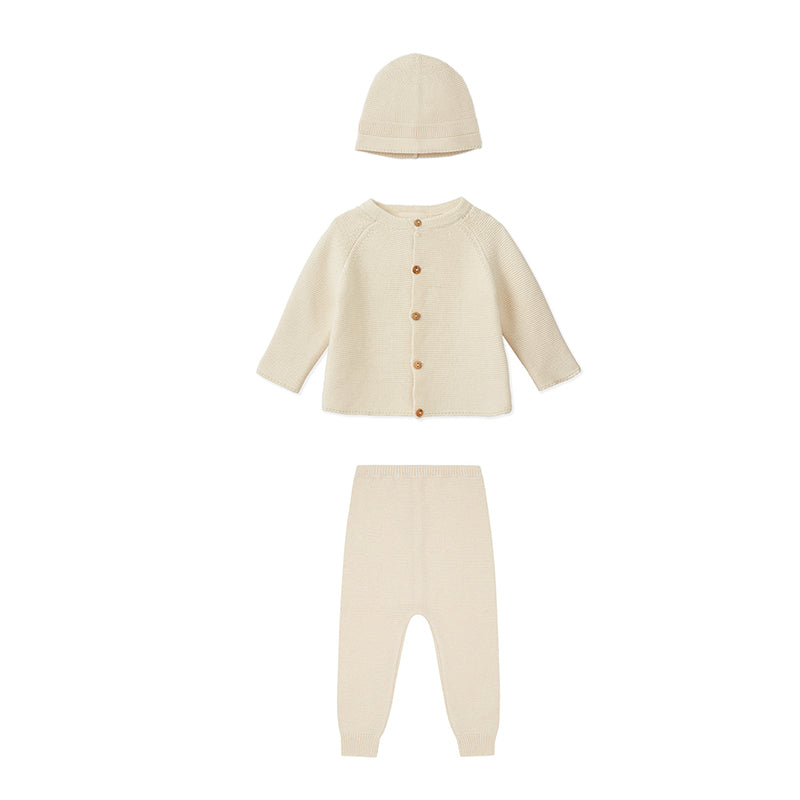 Organic Cotton Baby Knitwear Set - Ecru (no Dye)