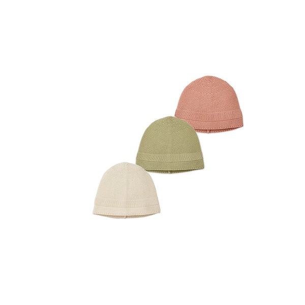 Baby Hat Set - Ecru, Pink & Green