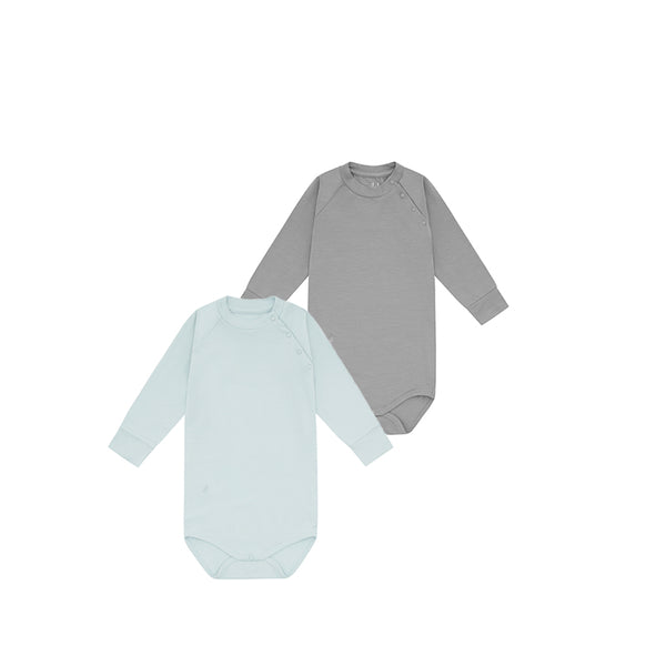 LS Bamboo Bodysuit Set - Stubborn Blue & Hazy Grey
