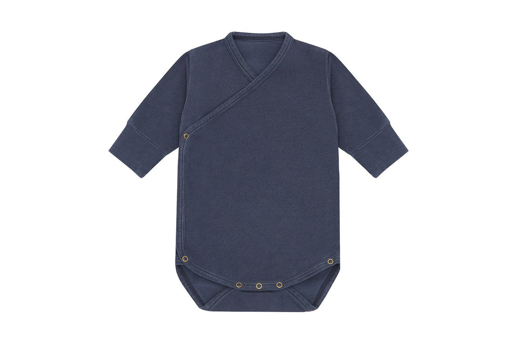 LS Organic Cotton Kimono Bodysuits - Palmetto Blue