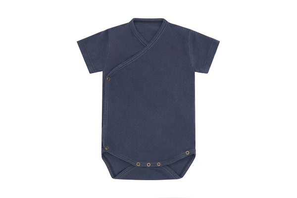 SS Organic Cotton Kimono Bodysuit - Palmetto Blue