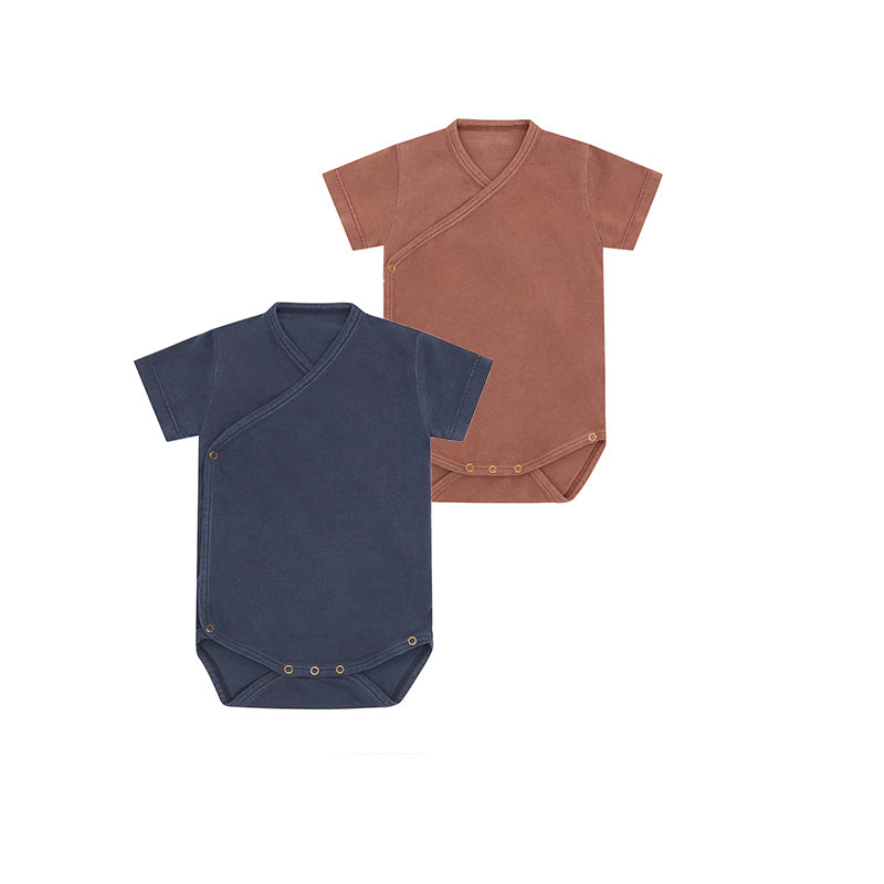 SS Organic Cotton Kimono Bodysuit Set - Beetroot & Palmetto