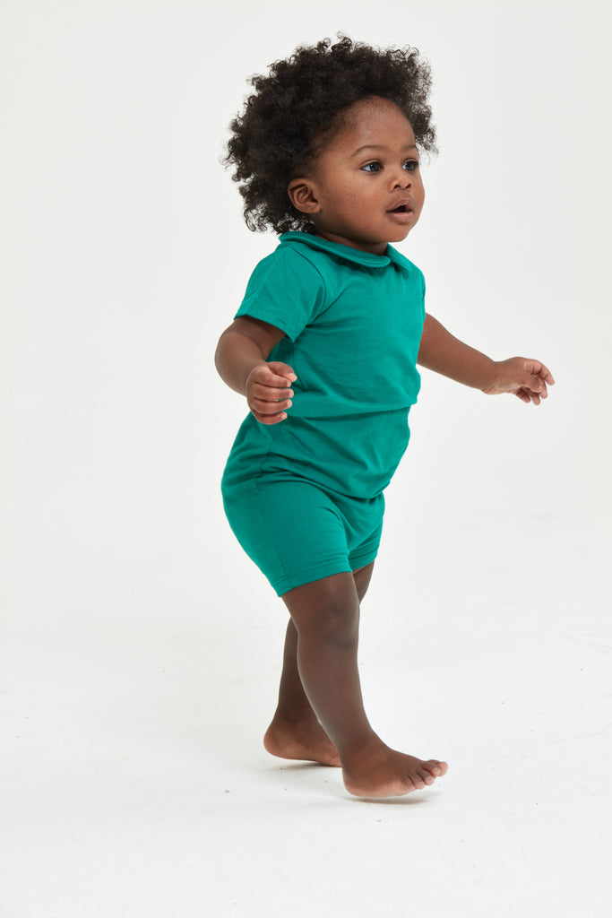 Organic Cotton Collared Bodysuit with Shorts