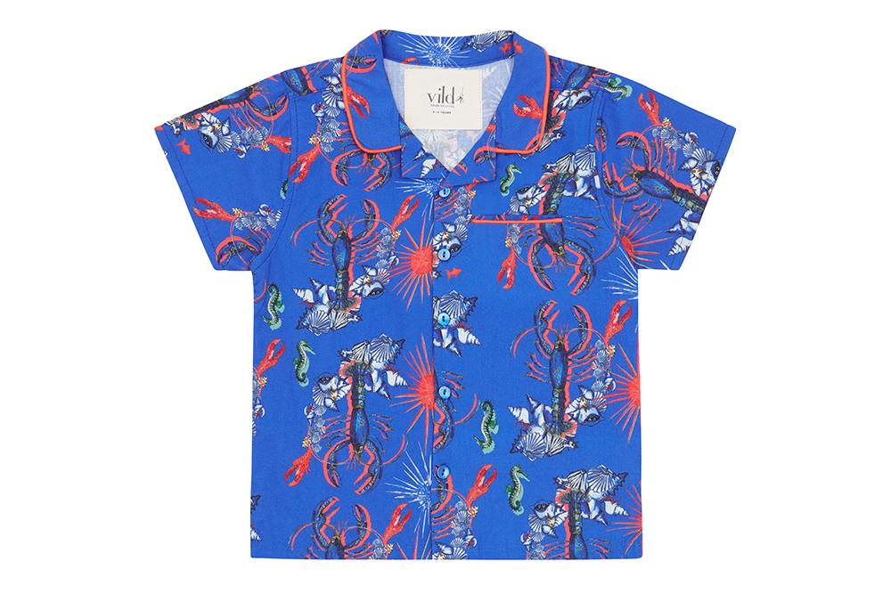 Vild Lab No.8 - Rare Living Lobsters, Organic Cotton Woven Collared Shirt